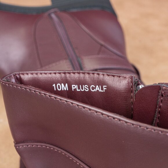 Easy Street Women Erica Burgundy Wide Calf Faux Leather Riding Knee Boots sz 10 - Picture 8 of 10